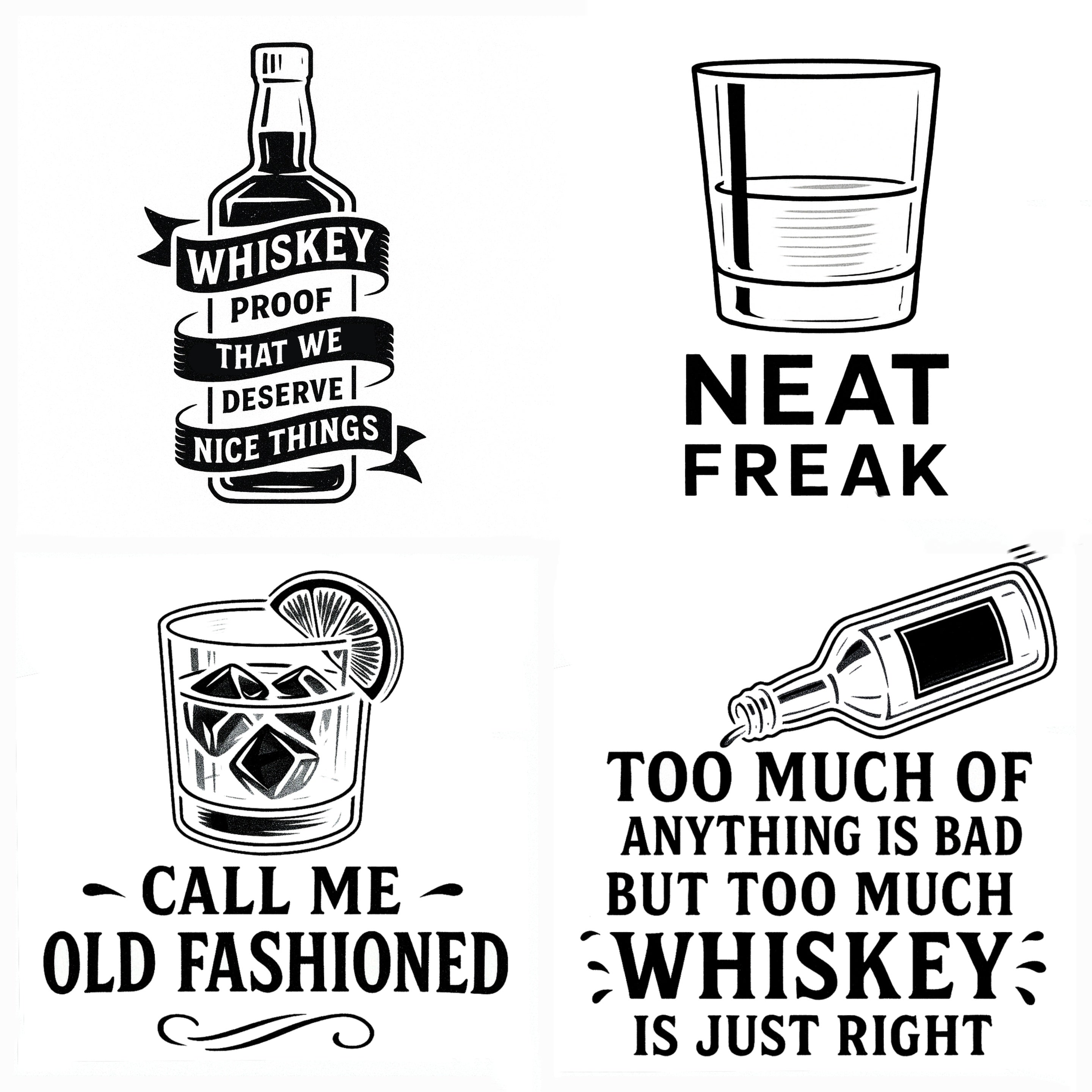 Wine & Whiskey Barware Collection: Funny Drinks Engraved Coaster - 4 Pack