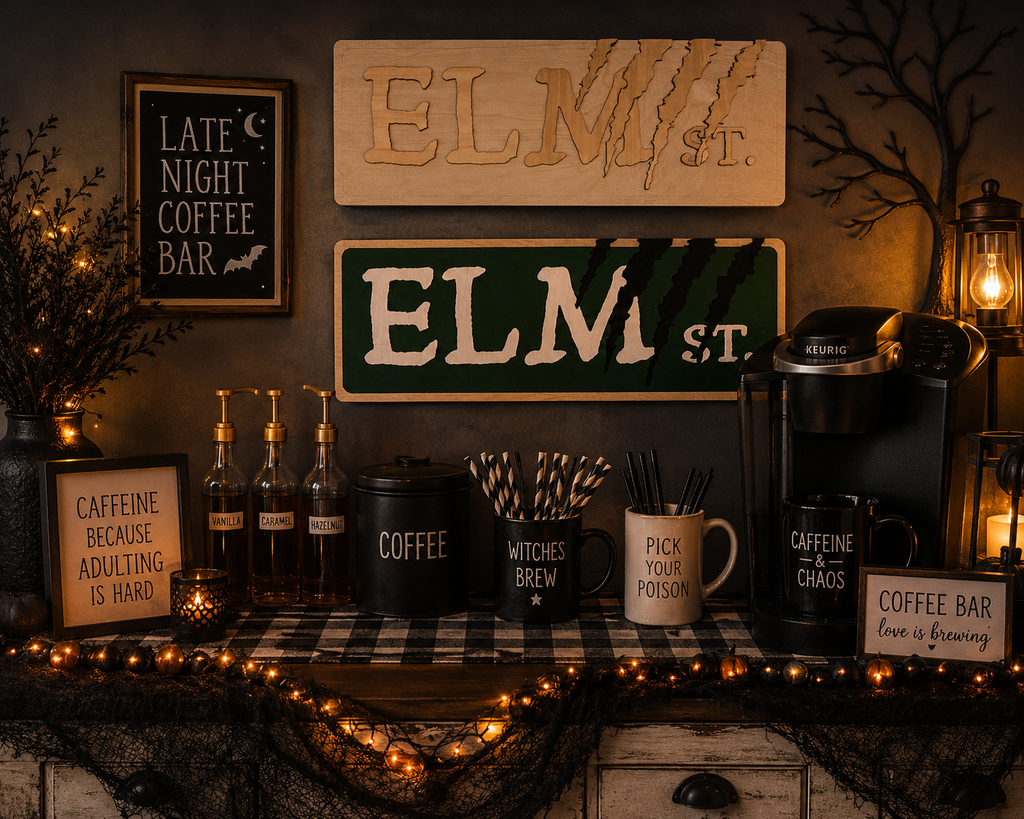 Handmade Layered Wooden "Elm Street" Sign - Horror Movie Inspired Home Decor