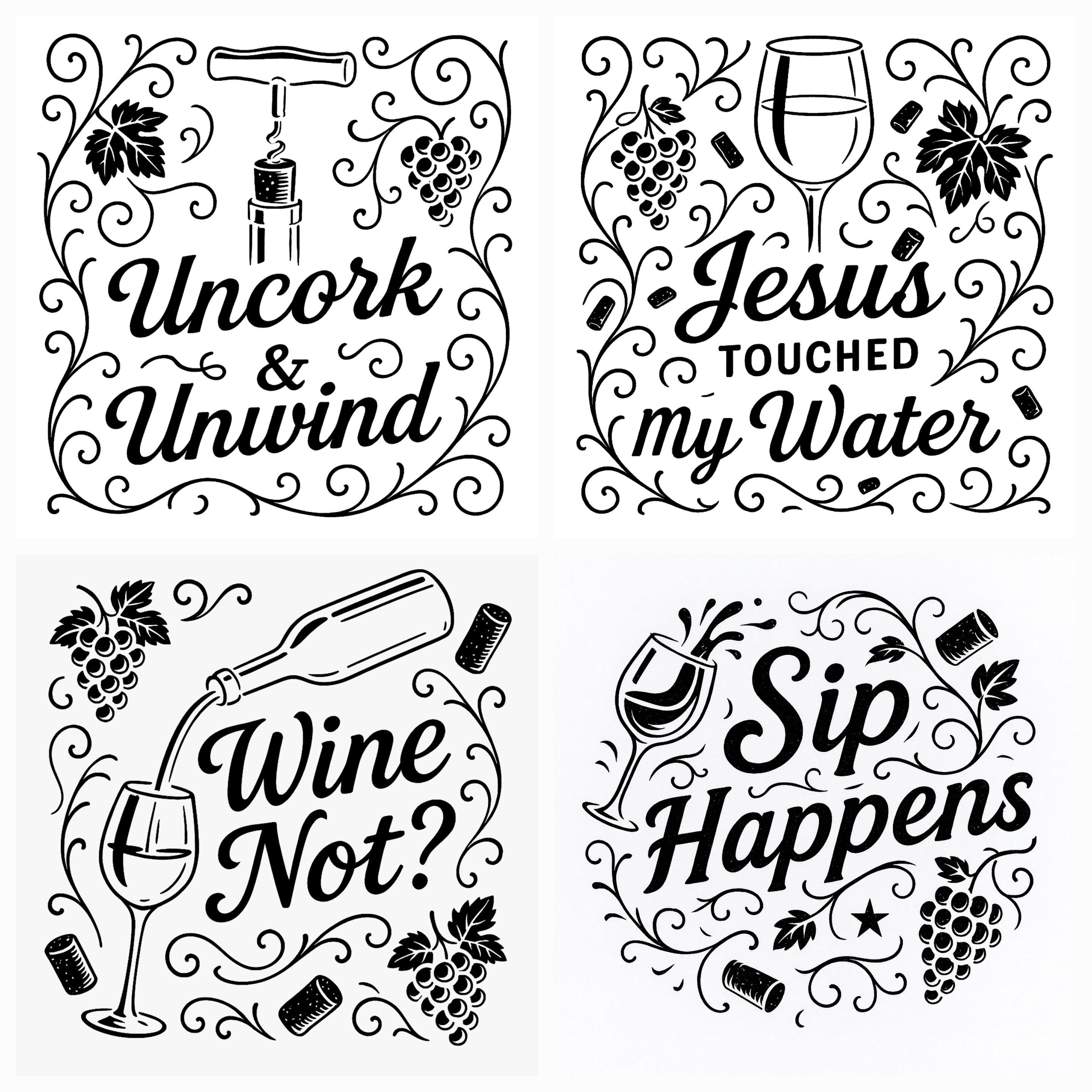Wine & Whiskey Barware Collection: Funny Drinks Engraved Coaster - 4 Pack