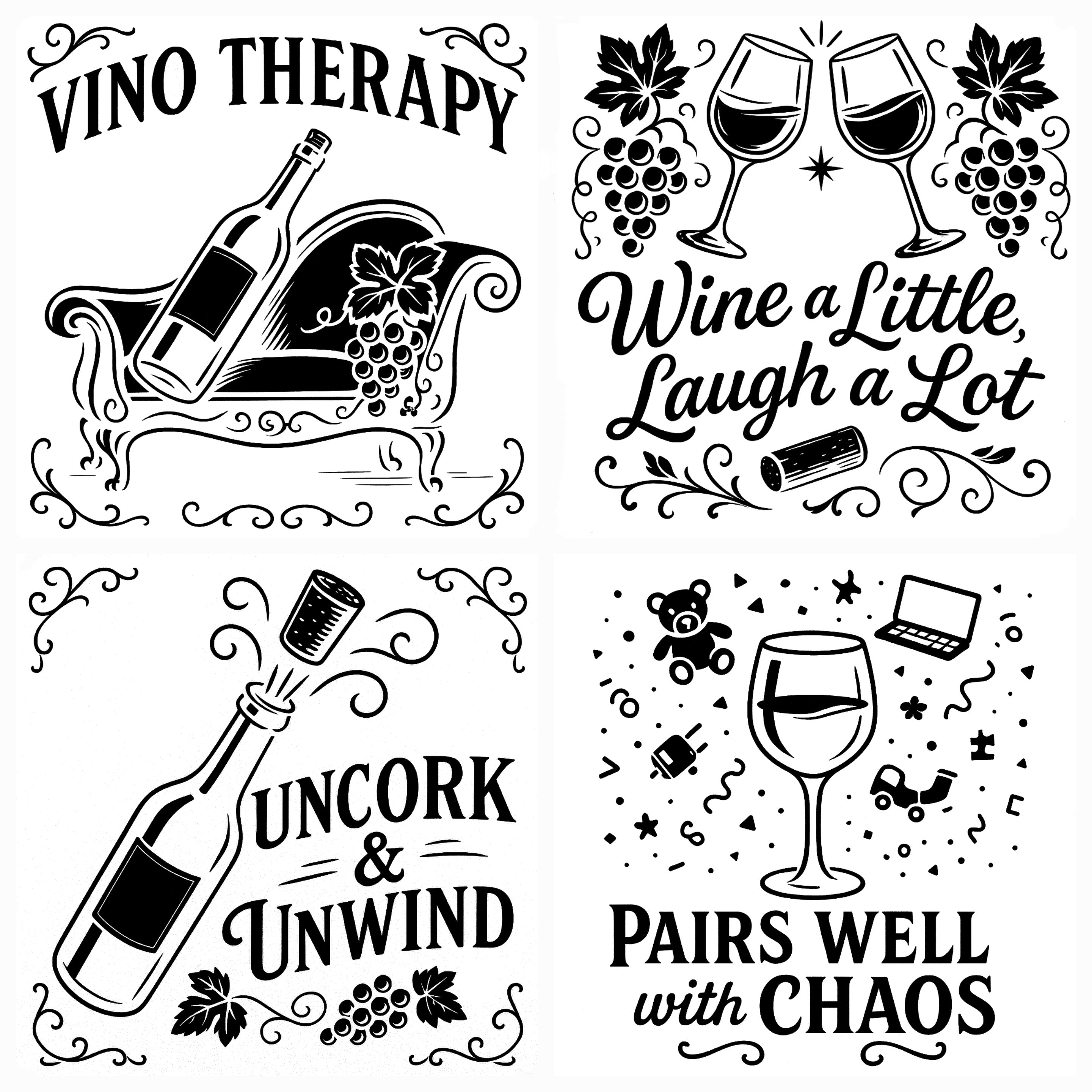Wine & Whiskey Barware Collection: Funny Drinks Engraved Coaster - 4 Pack