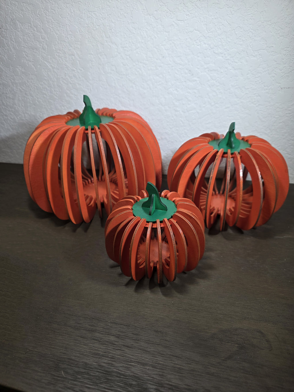 Handcrafted Wooden 3D Pumpkin Trio – Laser Cut Fall Décor