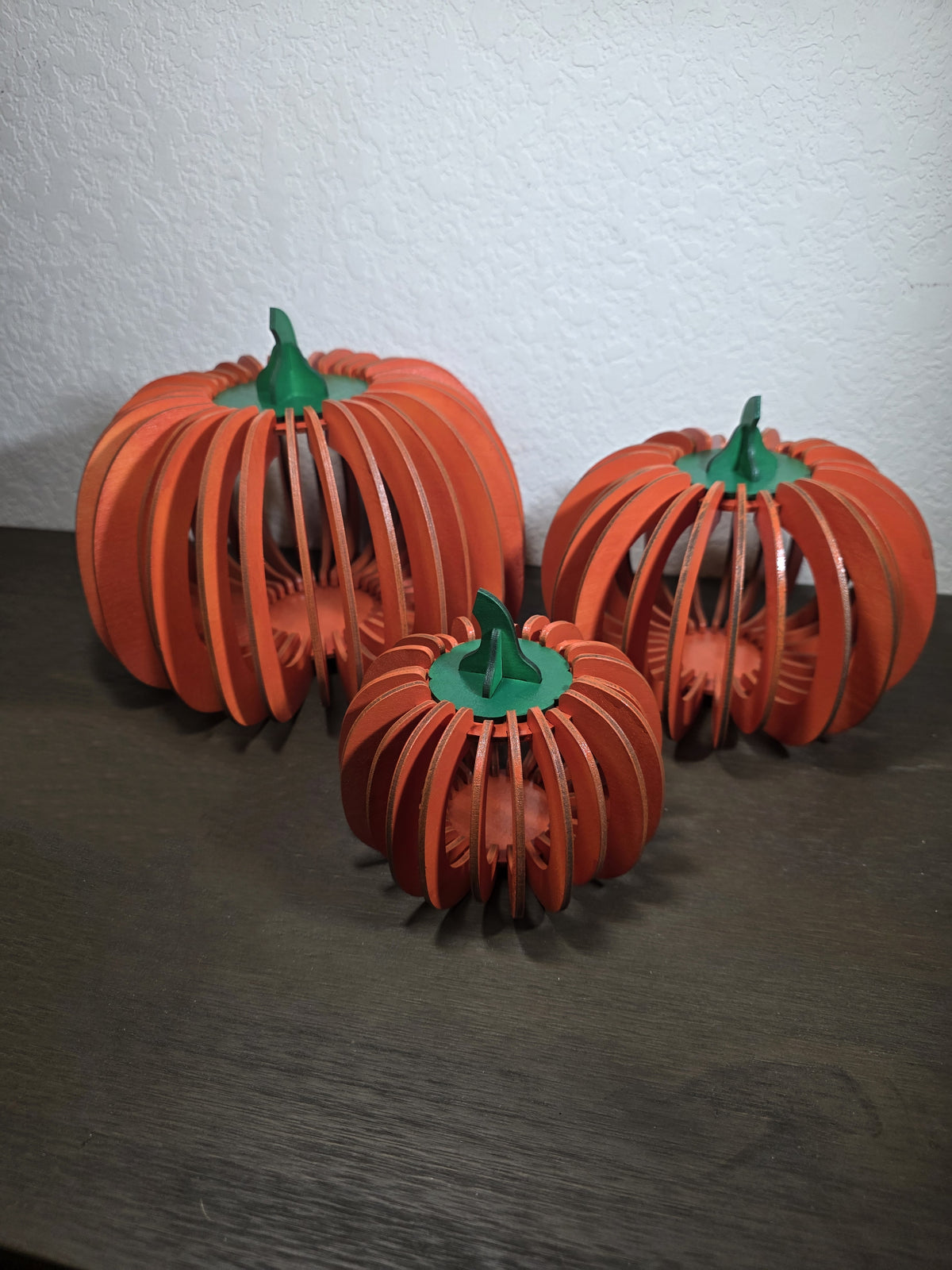 Handcrafted Wooden 3D Pumpkin Trio – Laser Cut Fall Décor