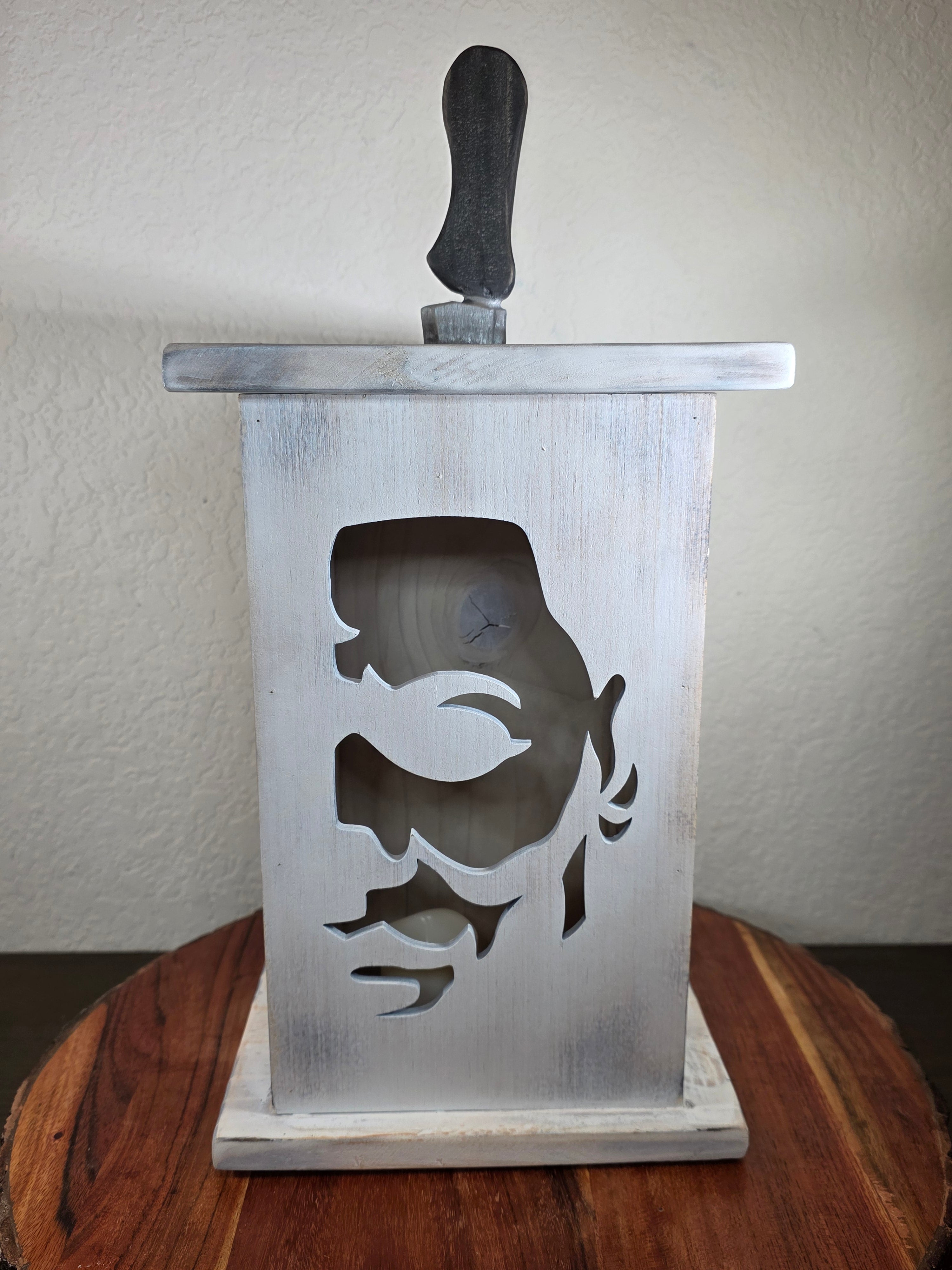 Handcrafted Slasher Film Wooden Lantern
